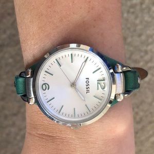 Teel blue fossil watch